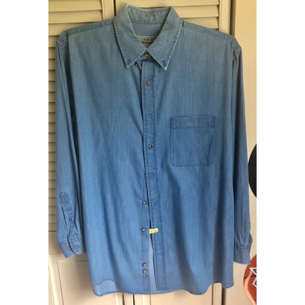 Eddie Bauer Denim-Style Blue Long Sleeve Button-Down Shirt